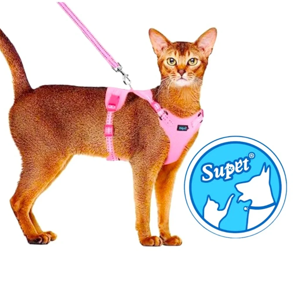 SUPET Adjustable Cat/Puppy Reflective Trim Vest Harness & Leash SzM
